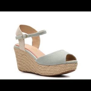 Splendid Blue Gray Suede Espadrille Wedges Size 9